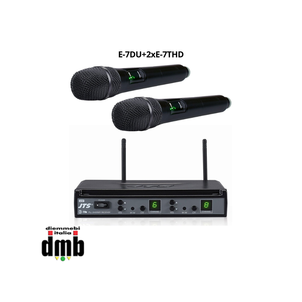 JTS - E-7DU+2xE-7THD - 42545 - Radiomicrofono UHF PLL 16 canali con doppio trasmettitore a mano