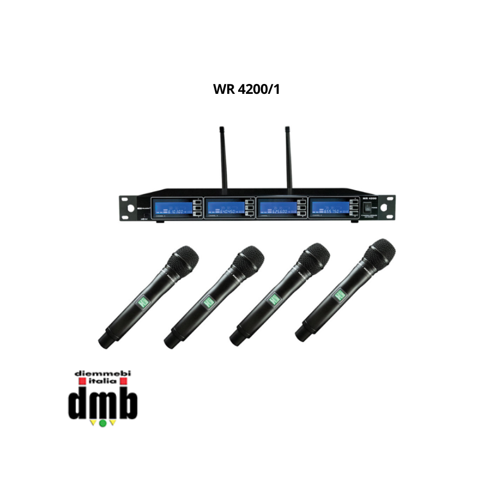 WORK - WR 4200/1 - Sistema wireless quadruplo con 4 microfoni palmari