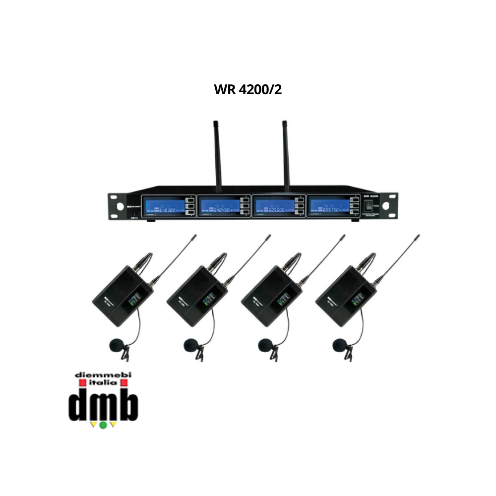 WORK - WR 4200/2 - Sistema wireless quadruplo con 4 microfoni Levalier