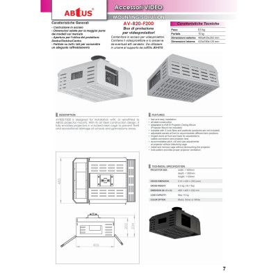 ABTUS - AV-820-F200 - Box di protezione per videoproiettore in acciaio