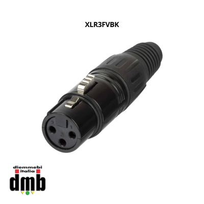 PROEL - XLR3FVBK - Presa volante XLR 3 poli, manicotto nichelato nero, femmina