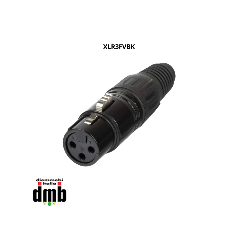 PROEL - XLR3FVBK - Presa volante XLR 3 poli, manicotto nichelato nero, femmina