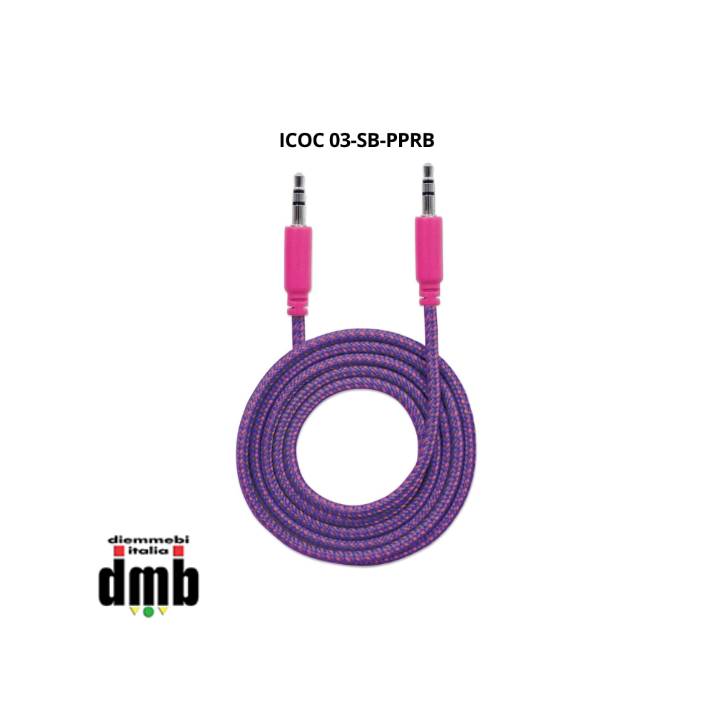 MANHATTAN - ICOC 03-SB-PPRB - Cavo Audio con Guaina Intrecciata 1m Viola/Fucsia con Blister