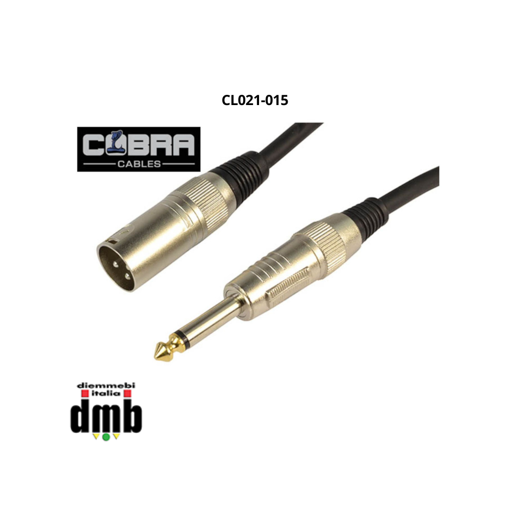 Cobra Pro - CL021-015 - cavo XLR M - Jack 6.3 mm Mono| 1,5 m Cobra Pro - CL021-015 - cavo XLR M - Jack 6.3 mm Mono| 1,5 m