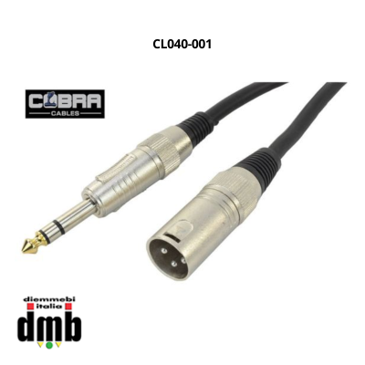 Cobra Pro - CL040-001 - adattatore XLR maschio/jack 6.3 mm stereo | 10 cm