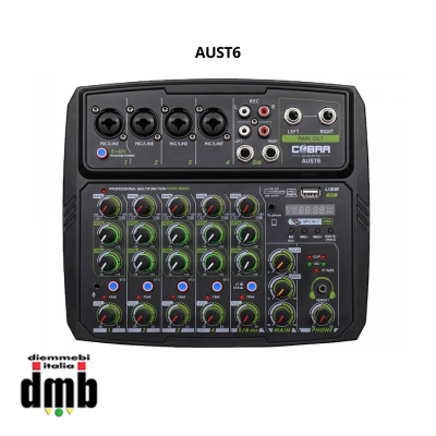 Cobra - AUST6 + CC1077 - Mini mixer USB per broadcast (DEMO) + Borsa per mixer