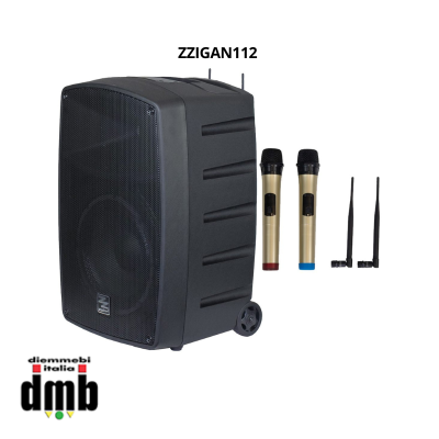 ZZIPP - ZZIGAN112 - Cassa attiva 12" a batteria - radiomicrofoni inclusi