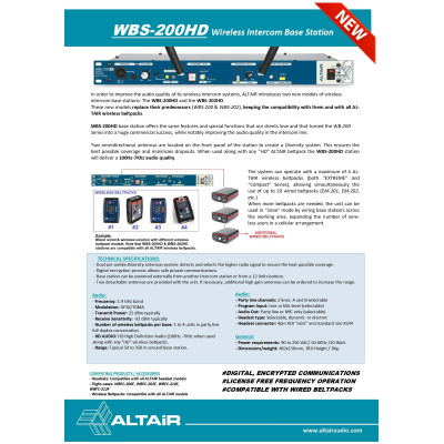 ALTAIR - WBS-200HD - Stazione base per sistema intercom wireless