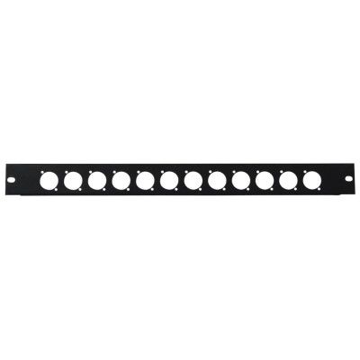 ATOMIC - 39931 - Pannello Rack 1U Preforato per 12 XLR (D-Type) | Nero Opaco