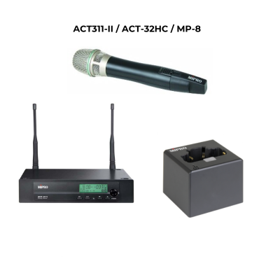KIT MIPRO - ACT311-II, ACT-32HC, MP-8 - Ricevitore singolo, trasmettitore impugnatura e caricabatterie singolo