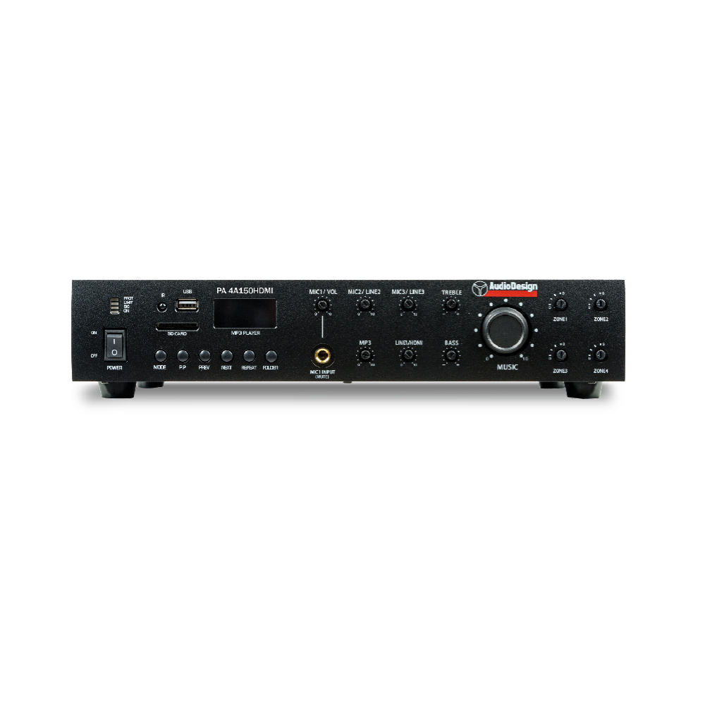 Audiodesign PRO - PA 4A150HDMI-PH | Amplificatore PA 4 Zone 150W 100V con HDMI/BT