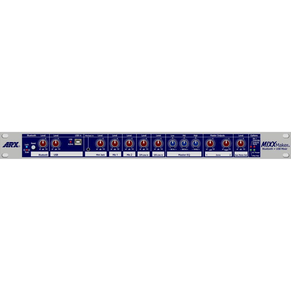 ARX MixxMaker | Mixer Master 1 RU con Bluetooth, USB e Ingressi Mic/Line