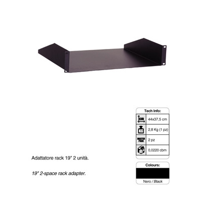 MD ITALY CK2L - Ripiano rack 19" 2 unità in acciaio verniciato (RP2AD)(D7821)