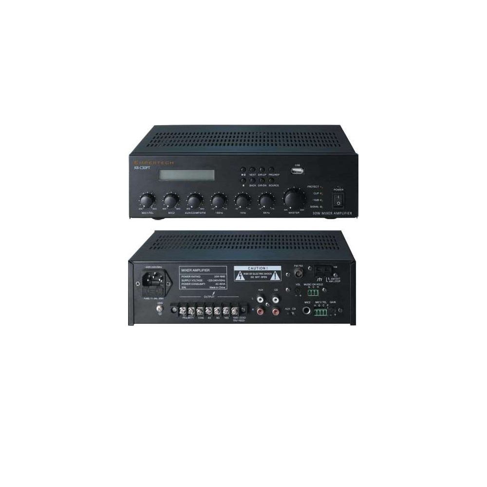 EMPERTECH - KB-C30PT - Amplificatore mixer per PA con Radio FM e Lettore MP3 USB 30 W