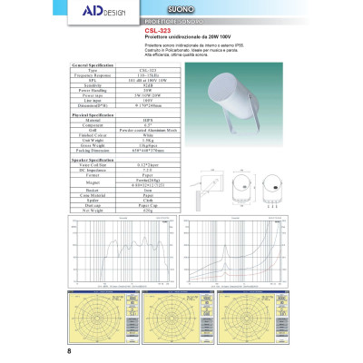 AD-DESIGN - CSL-323 - Diffusore cassa acustica proiettore unidirezionale IP55