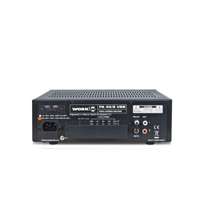 WORK - PA 40/ NEO 4 - Kit per PA: Amplificatore mixer da 15 W USB/SD + 1 Coppia di altoparlanti