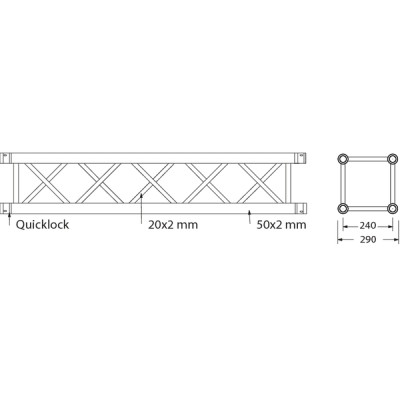 PROTRUSS - SQ30150 - Traliccio a sezione quadrata lunghezza 150 cm