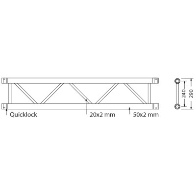 PROTRUSS - SF30250 - Traliccio in alluminio a sezione piana lineare lunghezza 250 cm