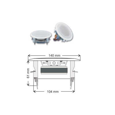 P.AUDIO - CS-3FT - Mini diffusore acustico da incasso soffitto parete Full Range 8 Ohm con trasformatore di linea 100 V