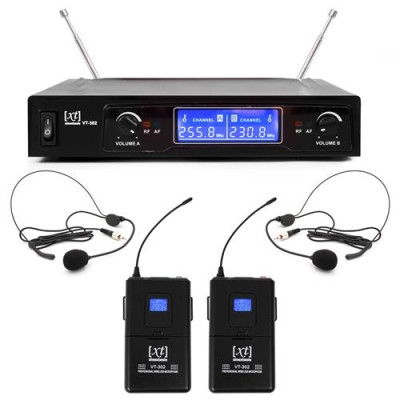 SINEXTESIS - XT302-2B-F1 - Radiomicrofono VHF Doppio Bodypack + Archetto 255.80MHz - 230.80MHz
