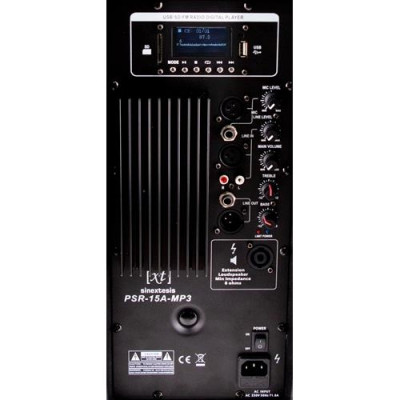 SINEXTESIS - PSR-15A-Mp3 - Diffusore Attivo 500W (LF 15" + HF 1") con Display LCD, Player Mp3 (USB/SD), Radio FM e Telecomando