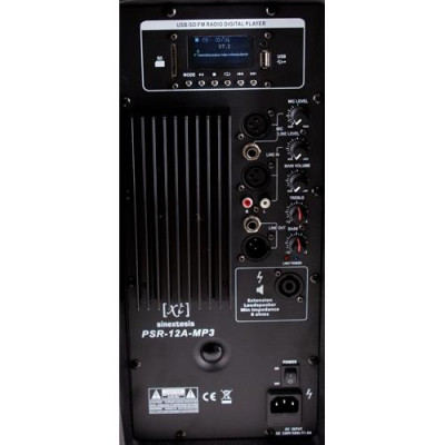 SINEXTESIS - PSR-12A-Mp3 - Diffusore Attivo 400W (LF 12" + HF 1") con Display LCD, Player Mp3 (USB/SD), Radio FM e Telecomando