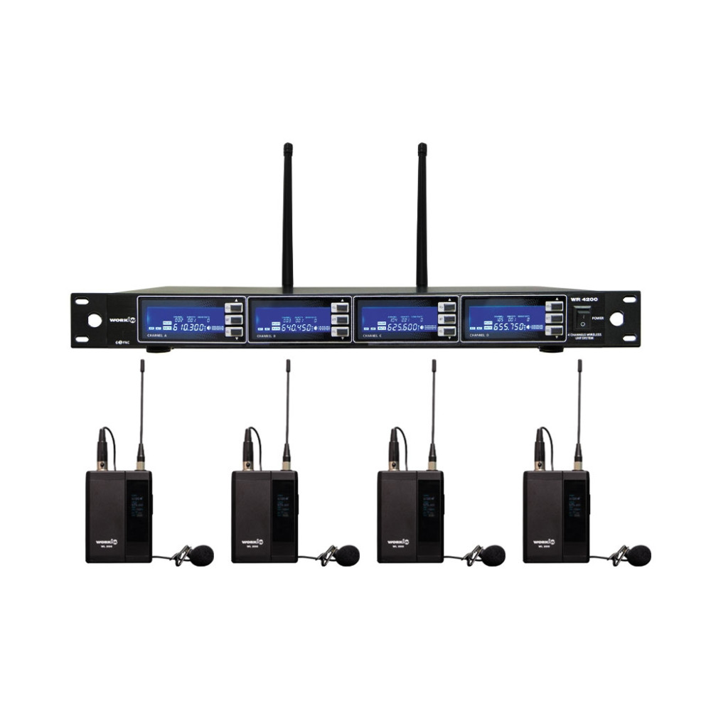 WORK - WR 4200/2 - Sistema wireless professionale Diversity a 4 canali in banda UHF