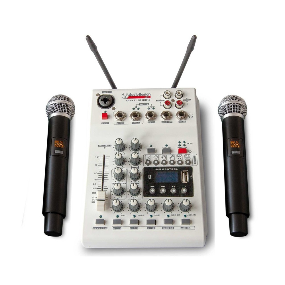 PAMX 2.12 / 2UHF-2 - AUDIO DESIGN PRO - Sistema wireless UHF con mixer incorporato