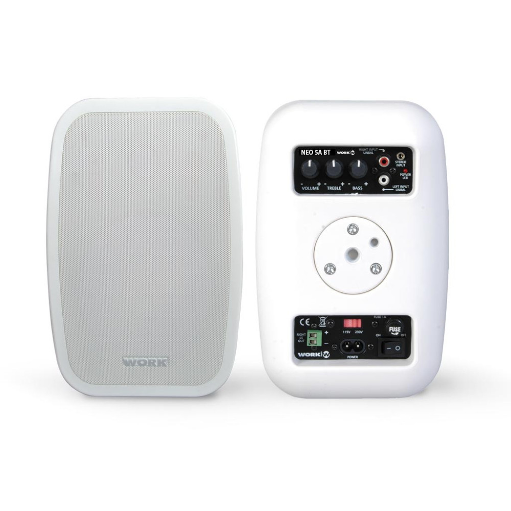 WORK - NEO 5A BT - Coppia di altoparlanti (attivo + passivo) 2 x 25 W Bluetooth Bianco o Nero