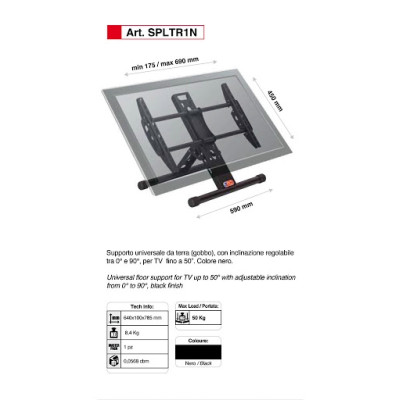 MD ITALY - SPLTR1N - Supporto TV/Monitor da terra