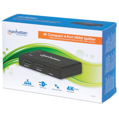 TECHLY - IDATA HDMI-4K4PMH - Splitter HDMI 4K UHD 3D con LED 4 vie